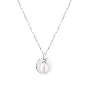 Colier argint cu perla naturala alba si banut argint DiAmanti SK22245P-W-G (Argint 925‰ 3,35 g.)